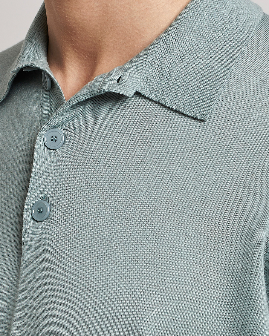Herre | Gensere | Giorgio Armani | Long Sleeve Knitted Polo Light Grey