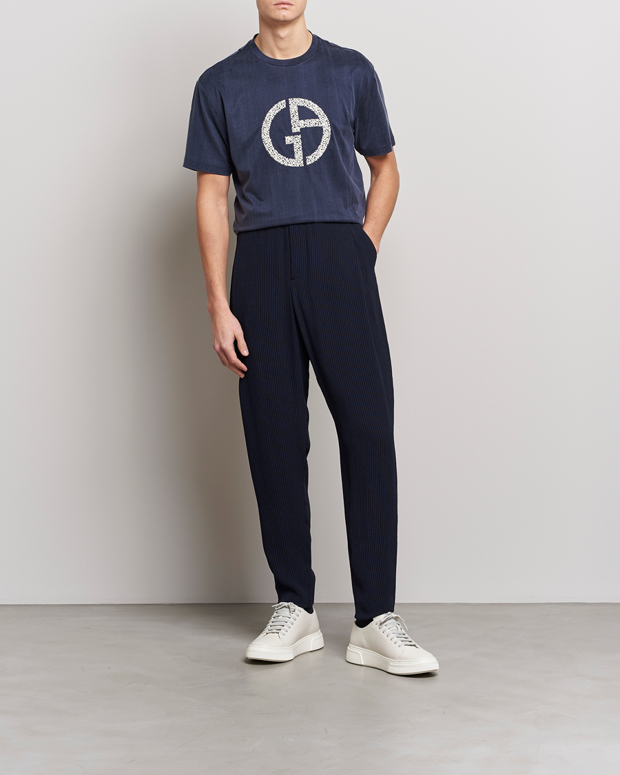 Herre | T-Shirts | Giorgio Armani | Cupro Logo T-Shirt Navy