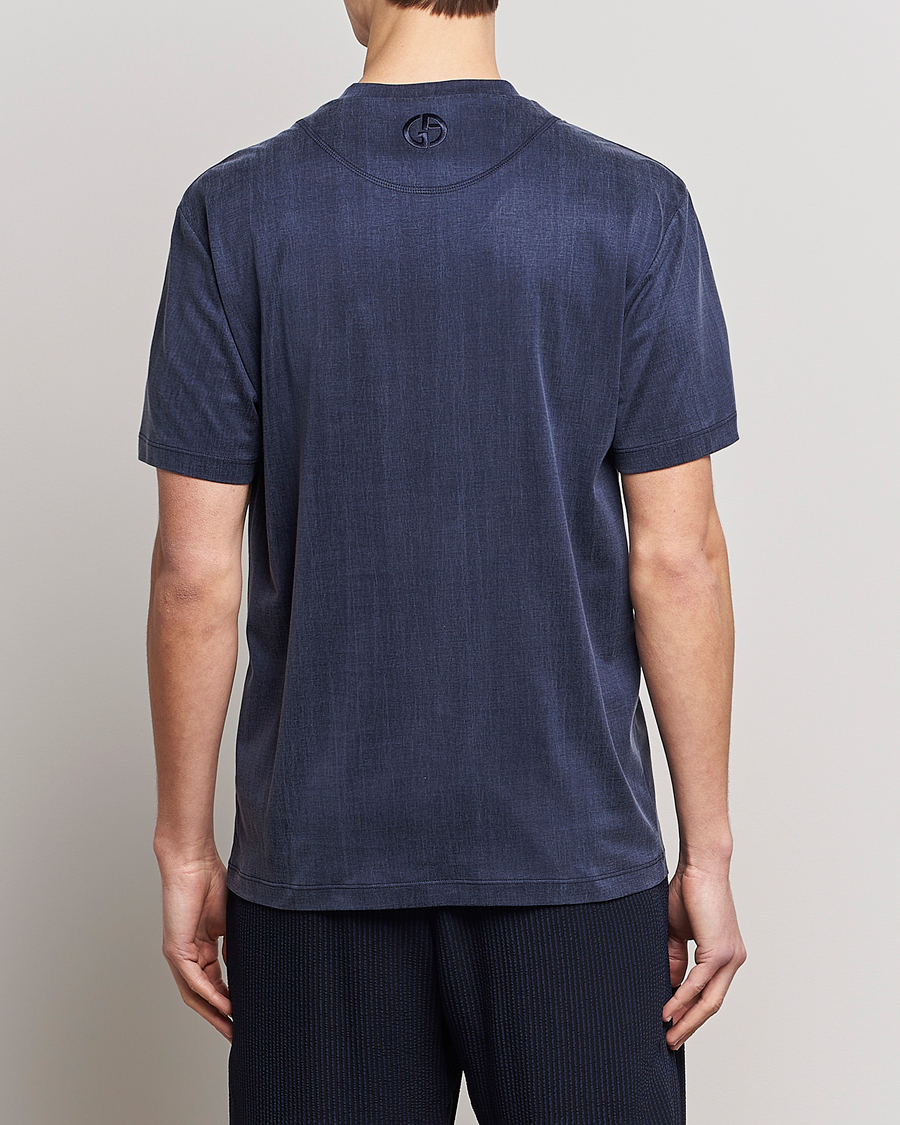 Herre | T-Shirts | Giorgio Armani | Cupro Logo T-Shirt Navy