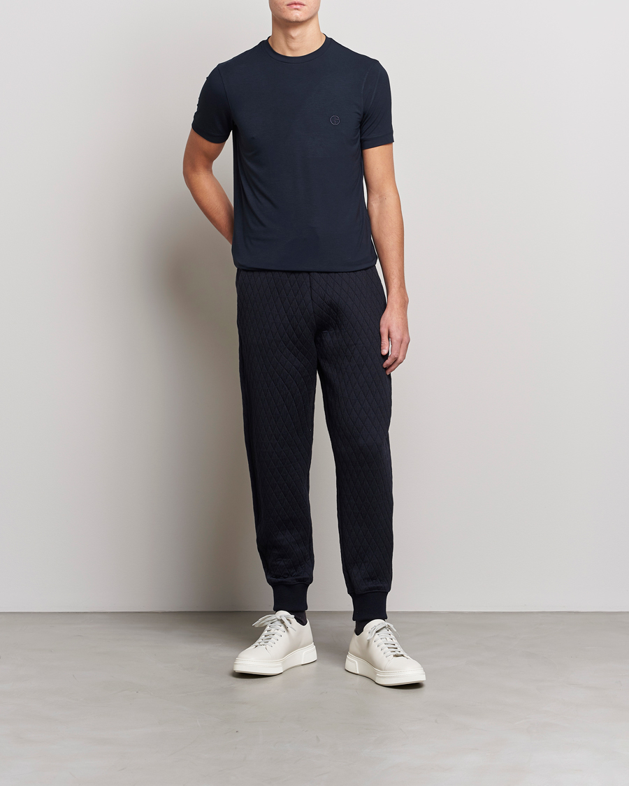 Herre | T-Shirts | Giorgio Armani | Embroidered Logo T-Shirt Navy