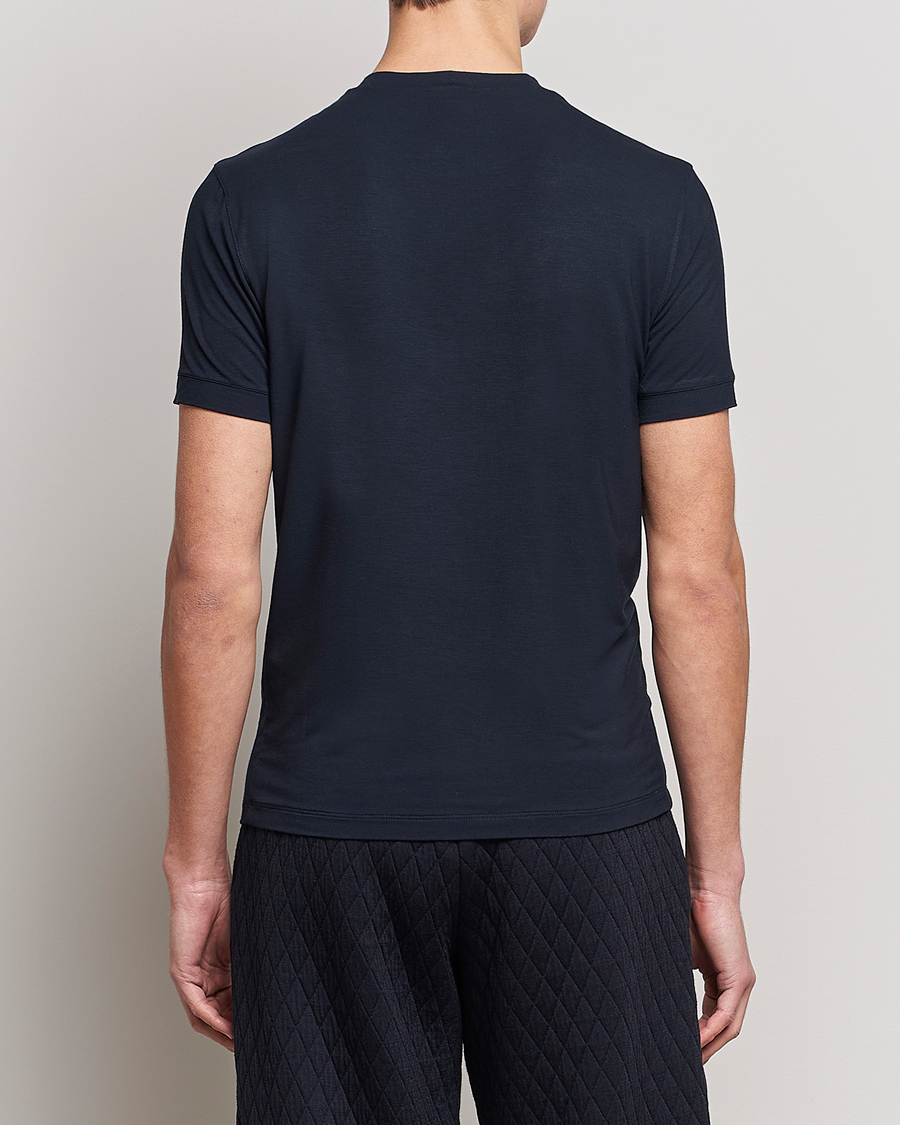 Herre | T-Shirts | Giorgio Armani | Embroidered Logo T-Shirt Navy