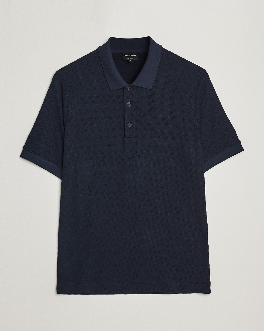 Herre | Pikéer | Giorgio Armani | Jacquard Short Sleeve Polo Navy