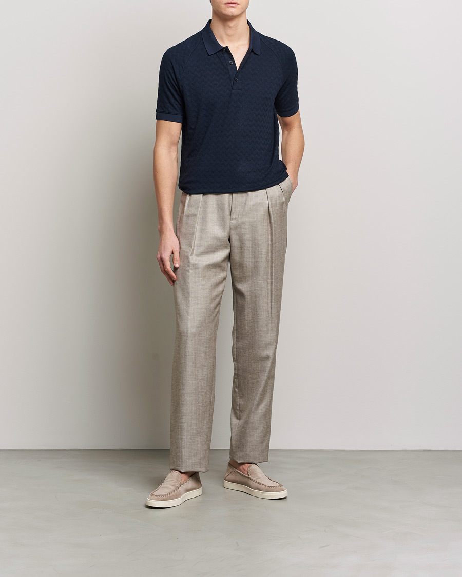 Herre | Pikéer | Giorgio Armani | Jacquard Short Sleeve Polo Navy