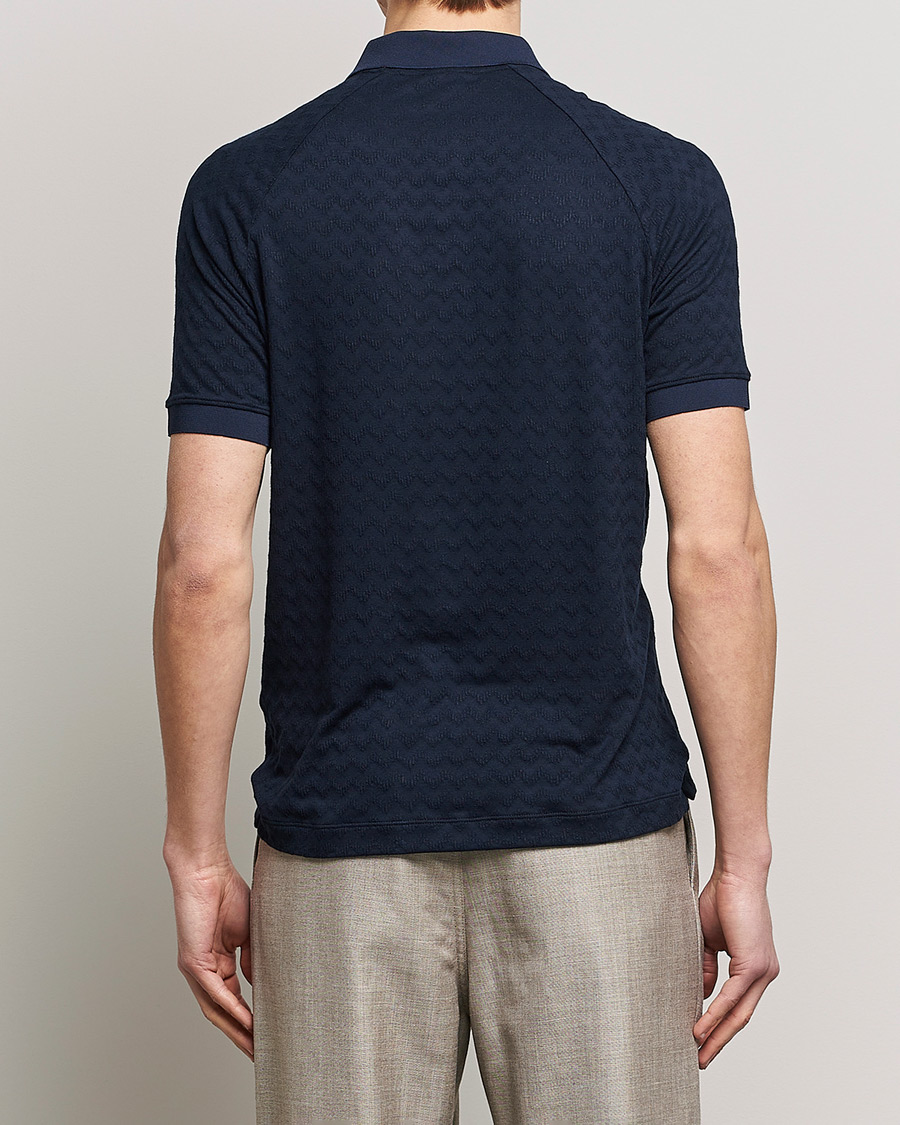 Herre | Pikéer | Giorgio Armani | Jacquard Short Sleeve Polo Navy