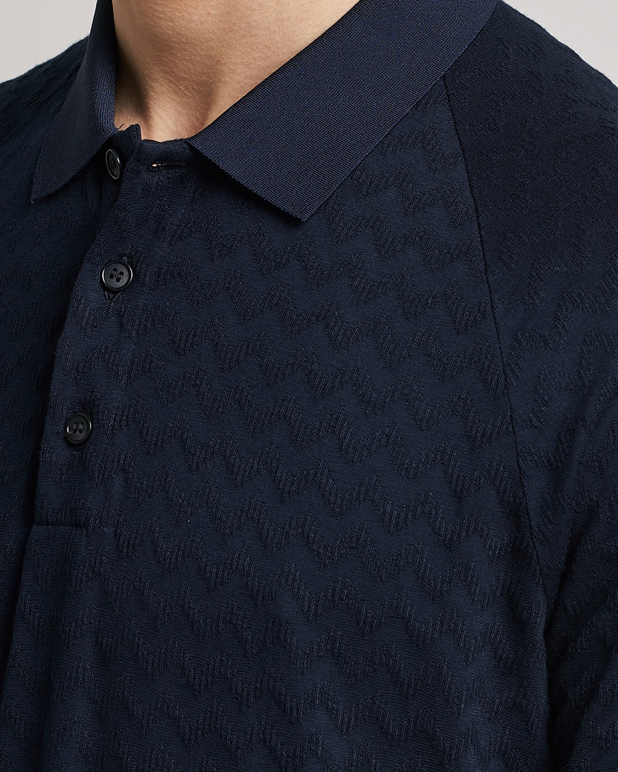 Herre | Pikéer | Giorgio Armani | Jacquard Short Sleeve Polo Navy