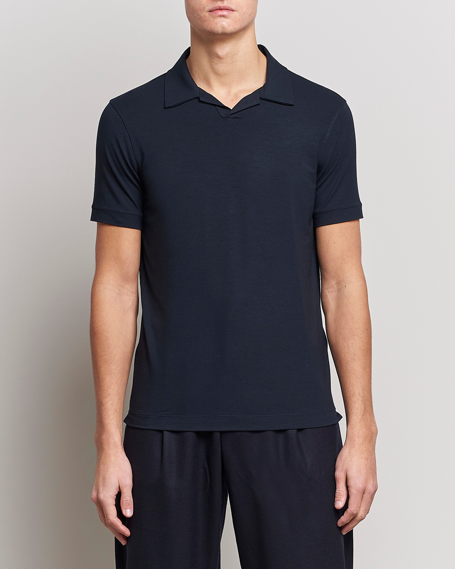 Herre | Giorgio Armani | Giorgio Armani | Short Sleeve Stretch Polo Navy