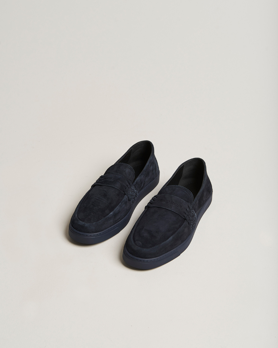 Herre | Giorgio Armani Suede Intrecci Loafers Navy | Giorgio Armani | Suede Intrecci Loafers Navy