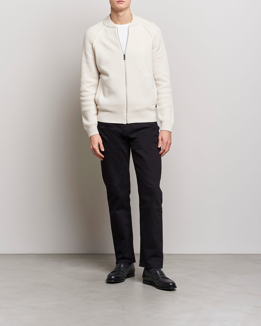 Herre | Gensere | BOSS BLACK | Grissino Structured Knitted Full-Zip Open White