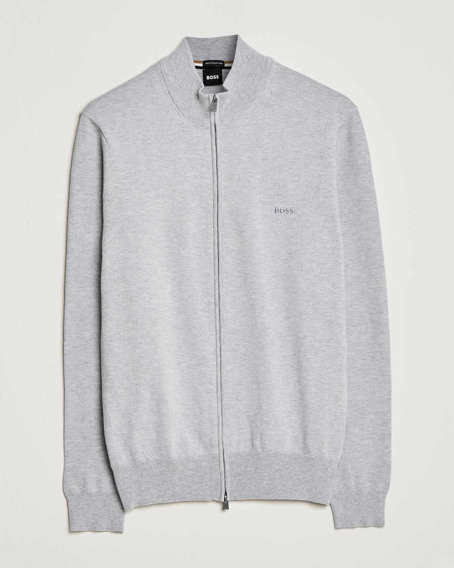 Herre | Gensere | BOSS BLACK | Palano Knitted Full-Zip Silver
