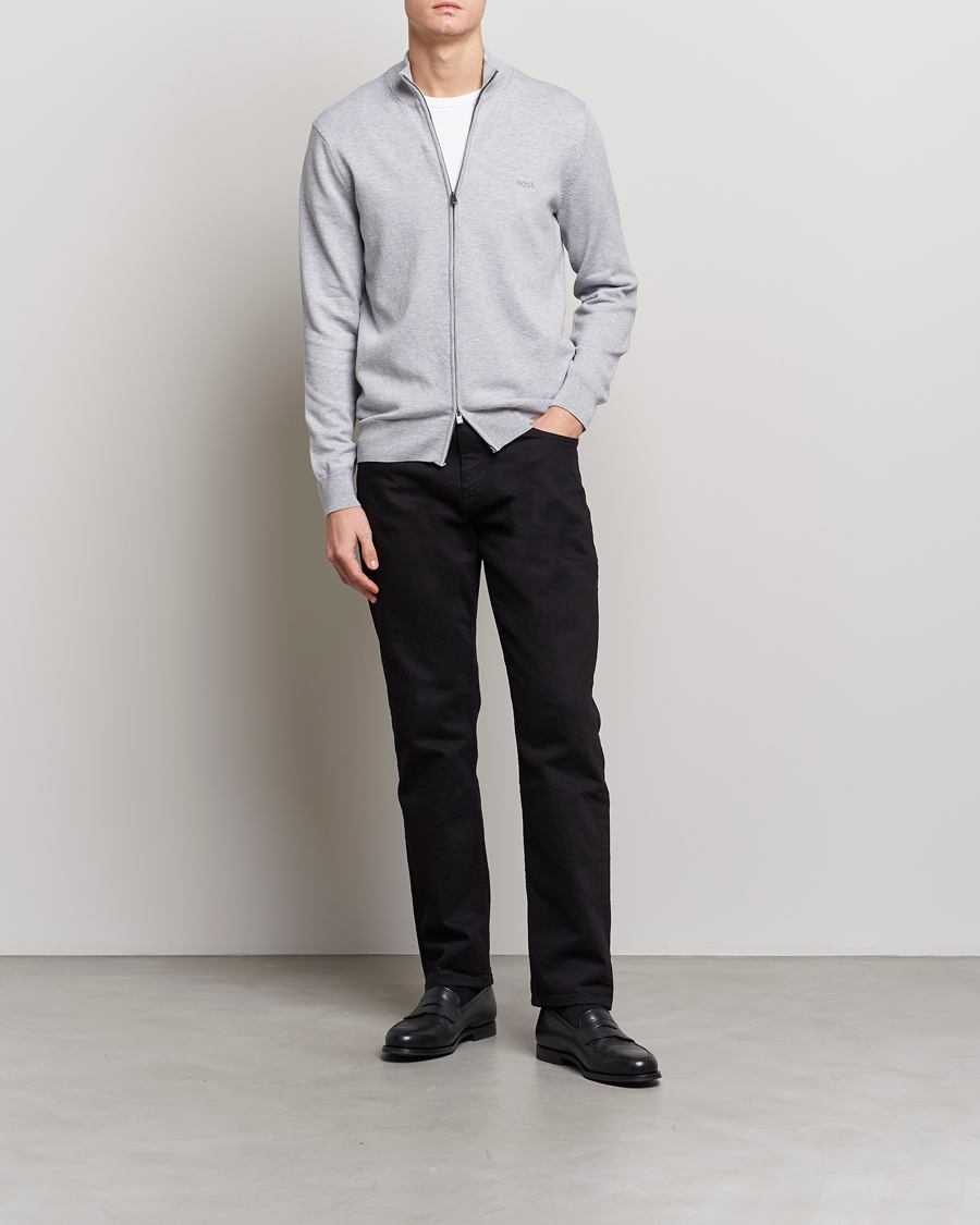 Herre | Gensere | BOSS BLACK | Palano Knitted Full-Zip Silver