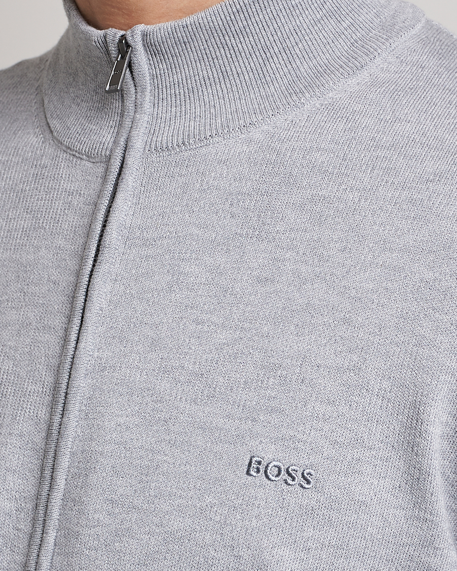 Herre | Gensere | BOSS BLACK | Palano Knitted Full-Zip Silver