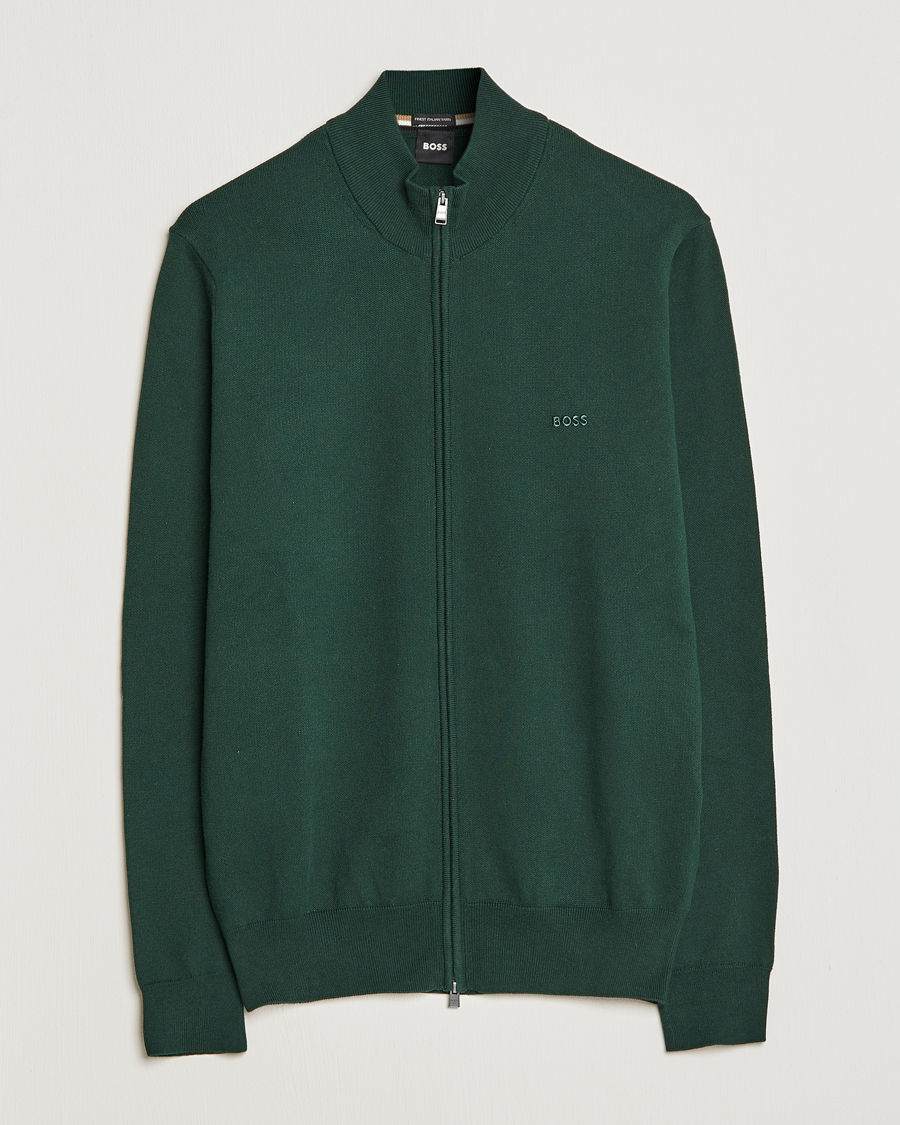 Herre | Gensere | BOSS BLACK | Palano Knitted Full-Zip Open Green