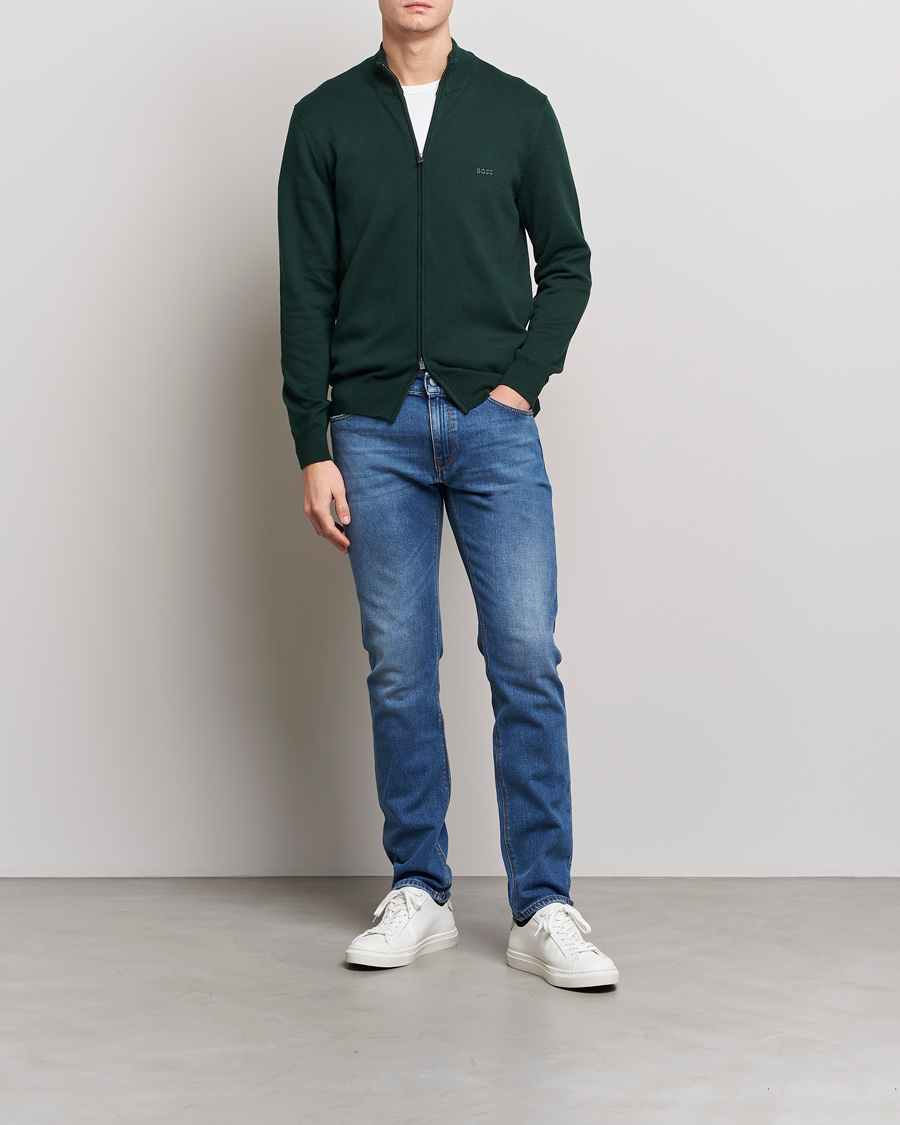 Herre | Gensere | BOSS BLACK | Palano Knitted Full-Zip Open Green