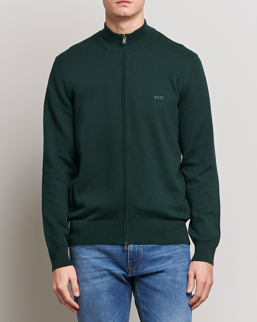 Herre |  | BOSS BLACK | Palano Knitted Full-Zip Open Green
