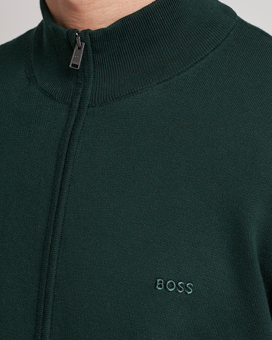 Herre | Gensere | BOSS BLACK | Palano Knitted Full-Zip Open Green