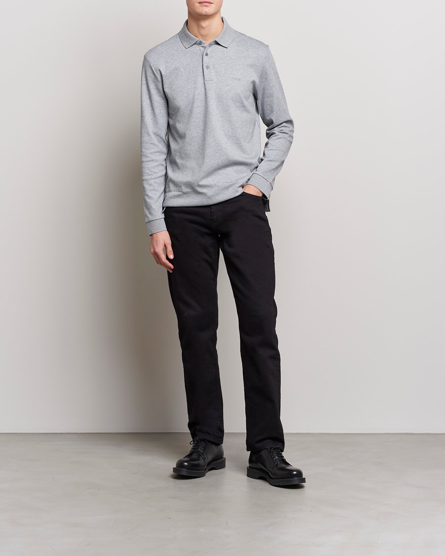 Herre | Gensere | BOSS BLACK | Pado Knitted Polo Shirt Silver