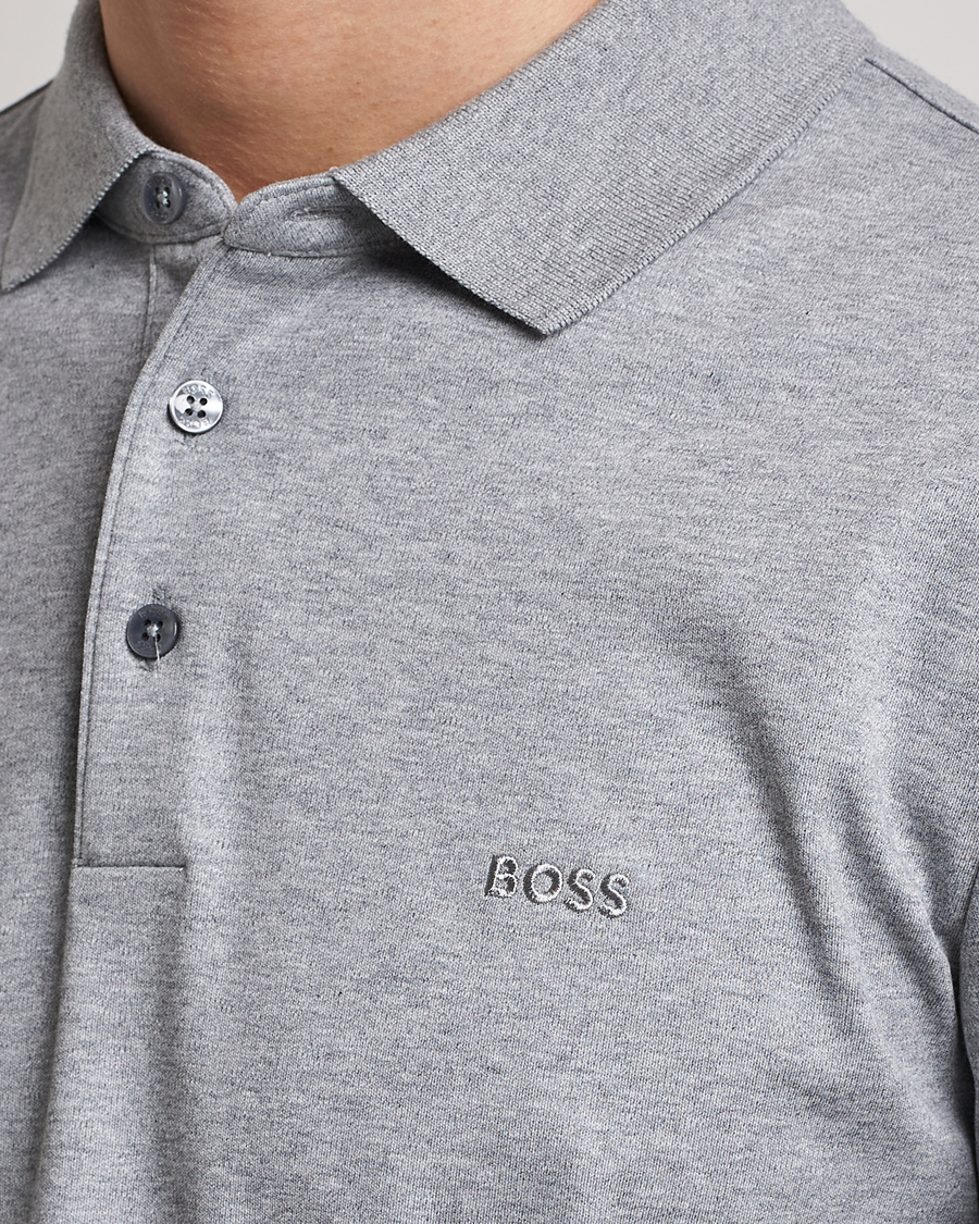 Herre | Gensere | BOSS BLACK | Pado Knitted Polo Shirt Silver