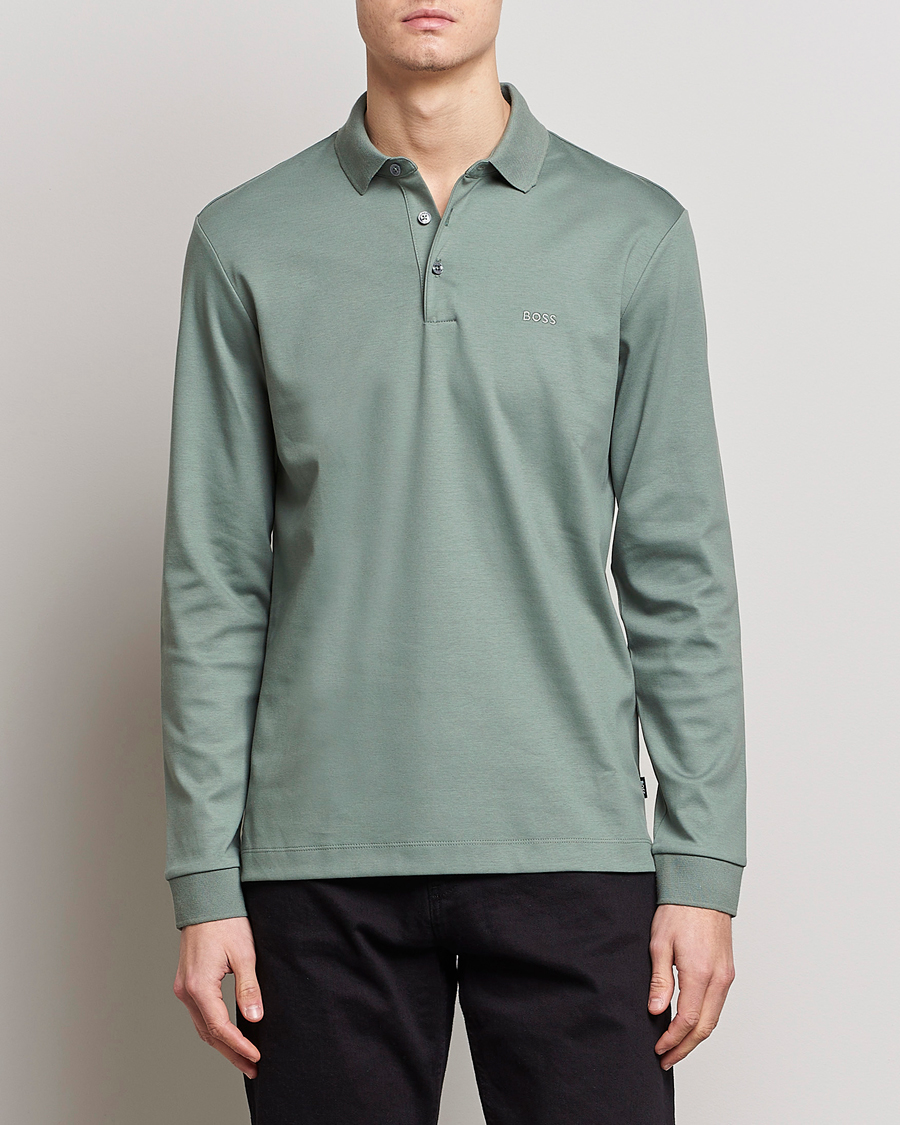 Herre | Gensere | BOSS BLACK | Pado Knitted Polo Shirt Open Green