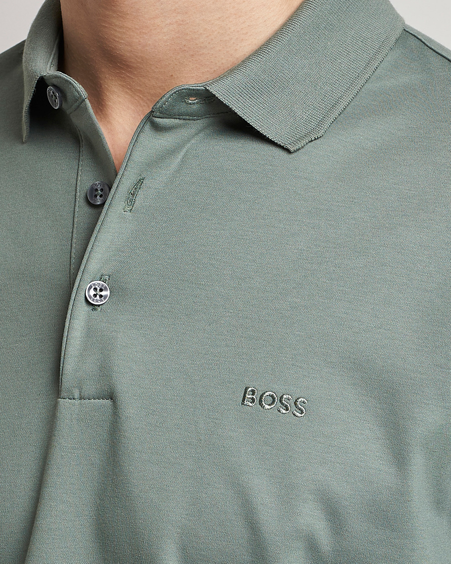 Herre | Gensere | BOSS BLACK | Pado Knitted Polo Shirt Open Green