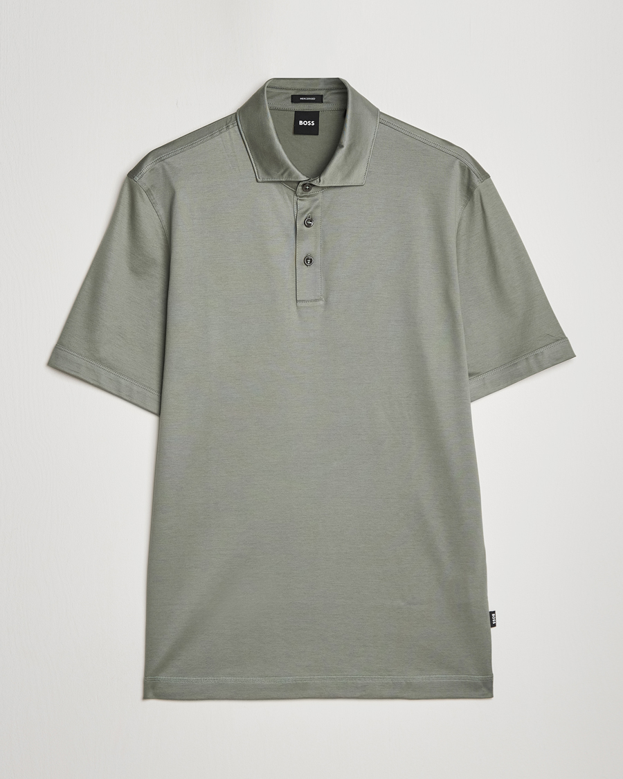 Herre | Pikéer | BOSS BLACK | Press Cotton/Lyocell Polo Open Green