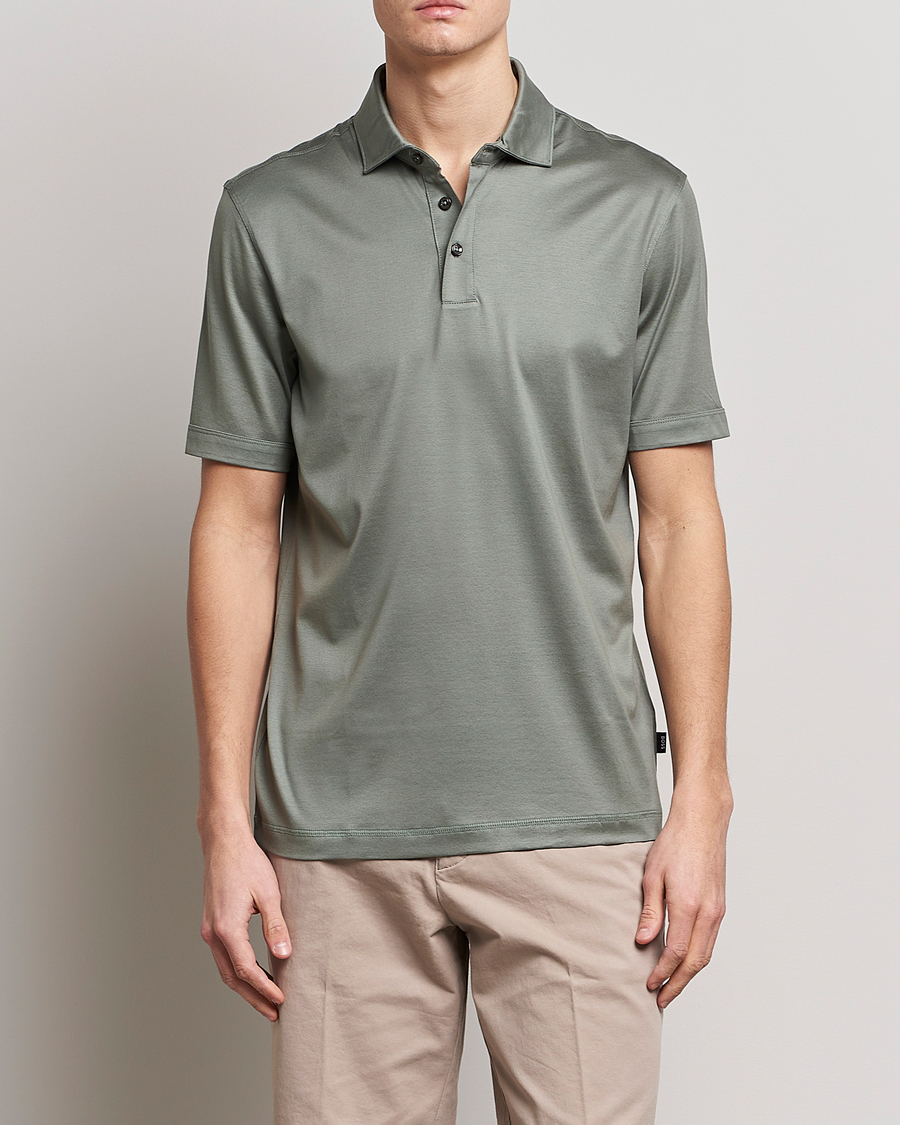 Herre | Pikéer | BOSS BLACK | Press Cotton/Lyocell Polo Open Green