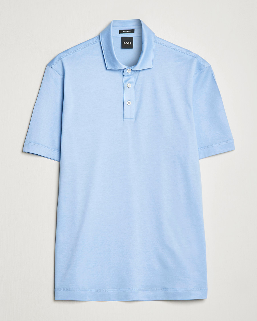 Herre | Pikéer | BOSS BLACK | Press Cotton/Lyocell Polo Open Blue