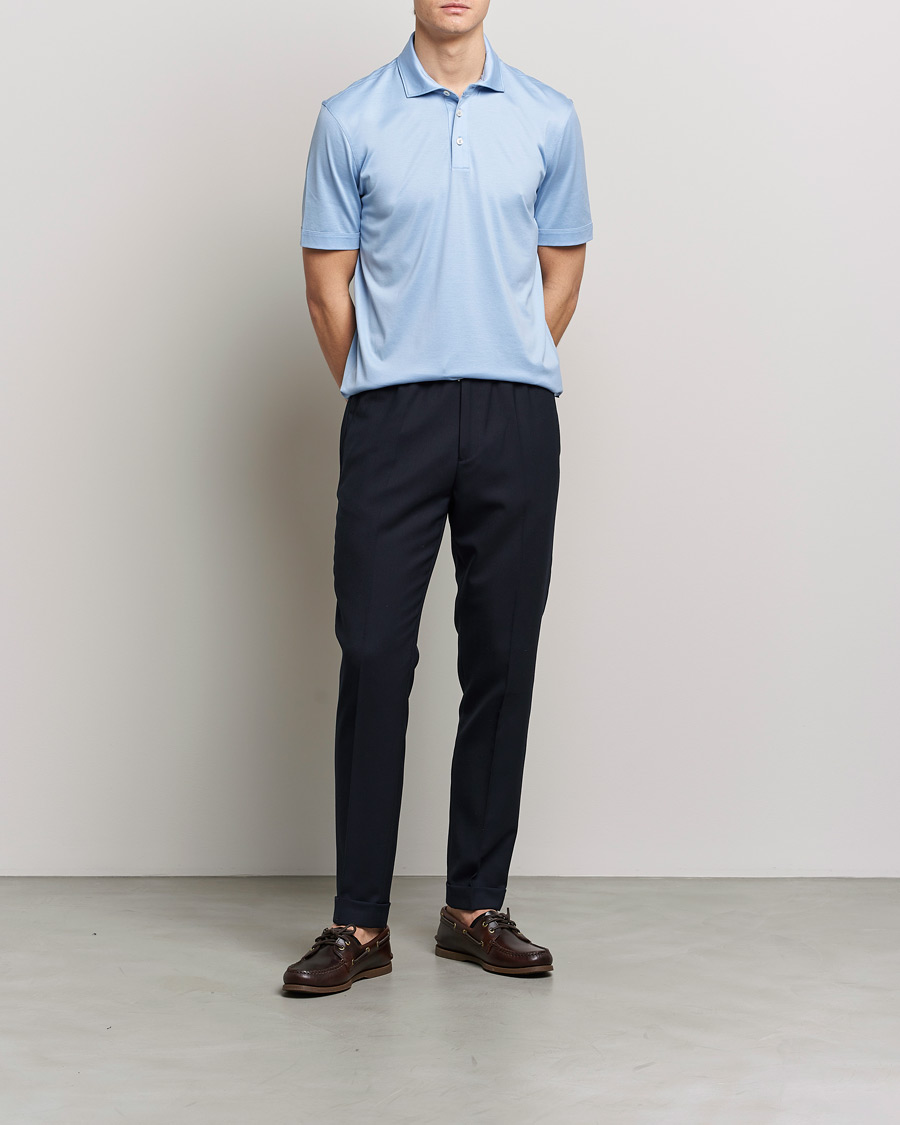 Herre | Pikéer | BOSS BLACK | Press Cotton/Lyocell Polo Open Blue
