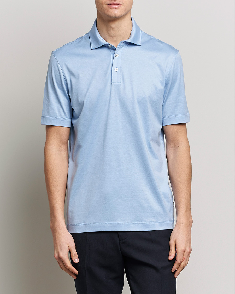 Herre | Pikéer | BOSS BLACK | Press Cotton/Lyocell Polo Open Blue
