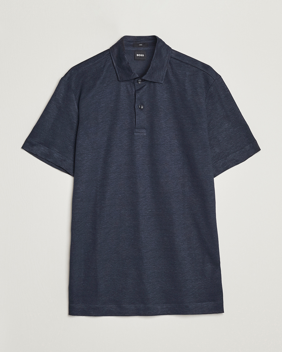 Herre | Pikéer | BOSS BLACK | Press Linen Polo Dark Blue