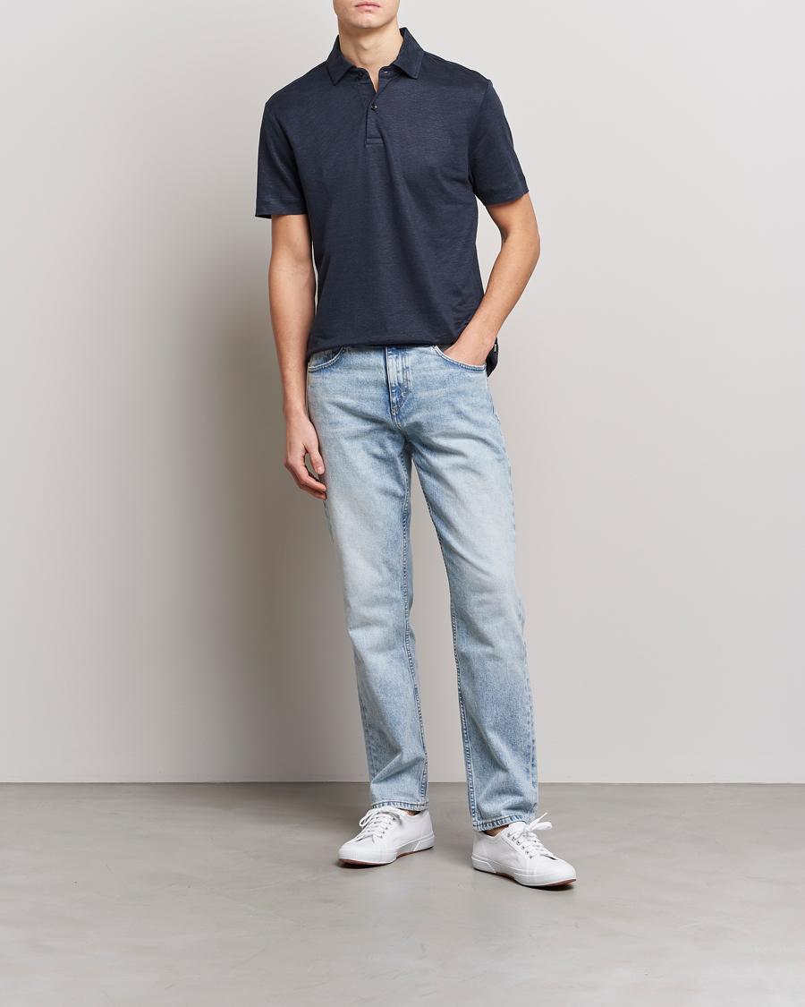 Herre | Pikéer | BOSS BLACK | Press Linen Polo Dark Blue