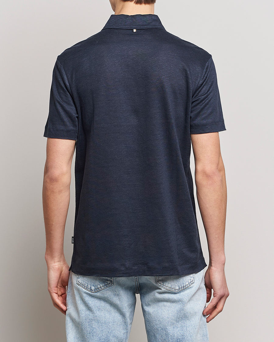 Herre | Pikéer | BOSS BLACK | Press Linen Polo Dark Blue