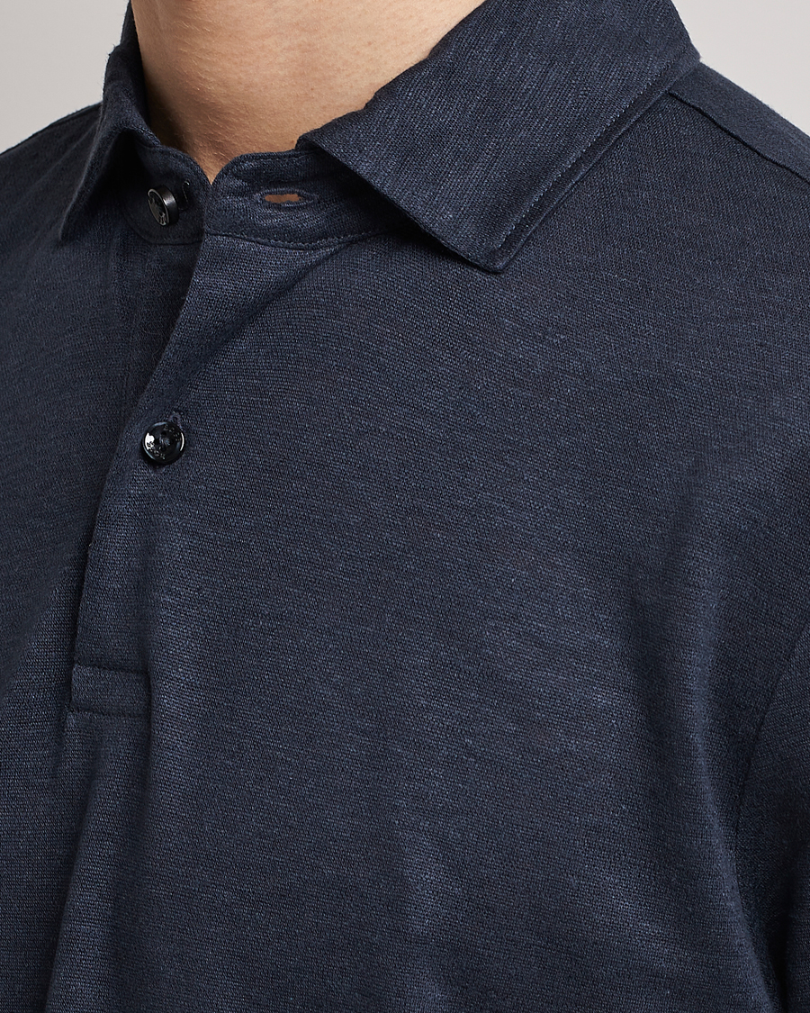Herre | Pikéer | BOSS BLACK | Press Linen Polo Dark Blue