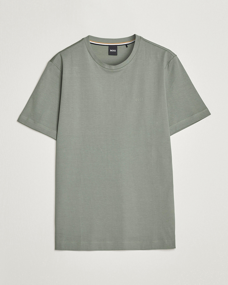 Herre | T-Shirts | BOSS BLACK | Thompson Logo Crew Neck T-Shirt Open Green