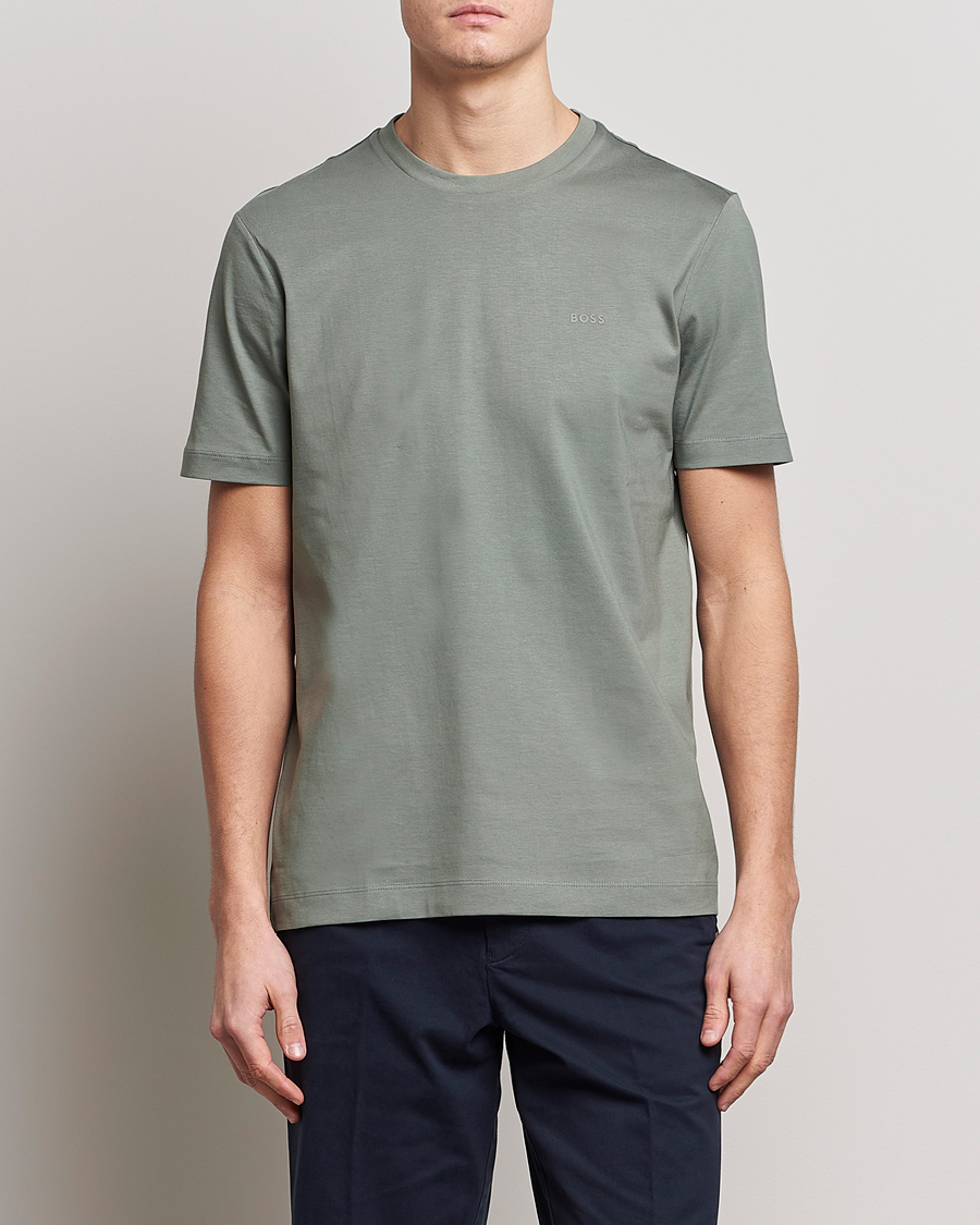 Herre | T-Shirts | BOSS BLACK | Thompson Logo Crew Neck T-Shirt Open Green