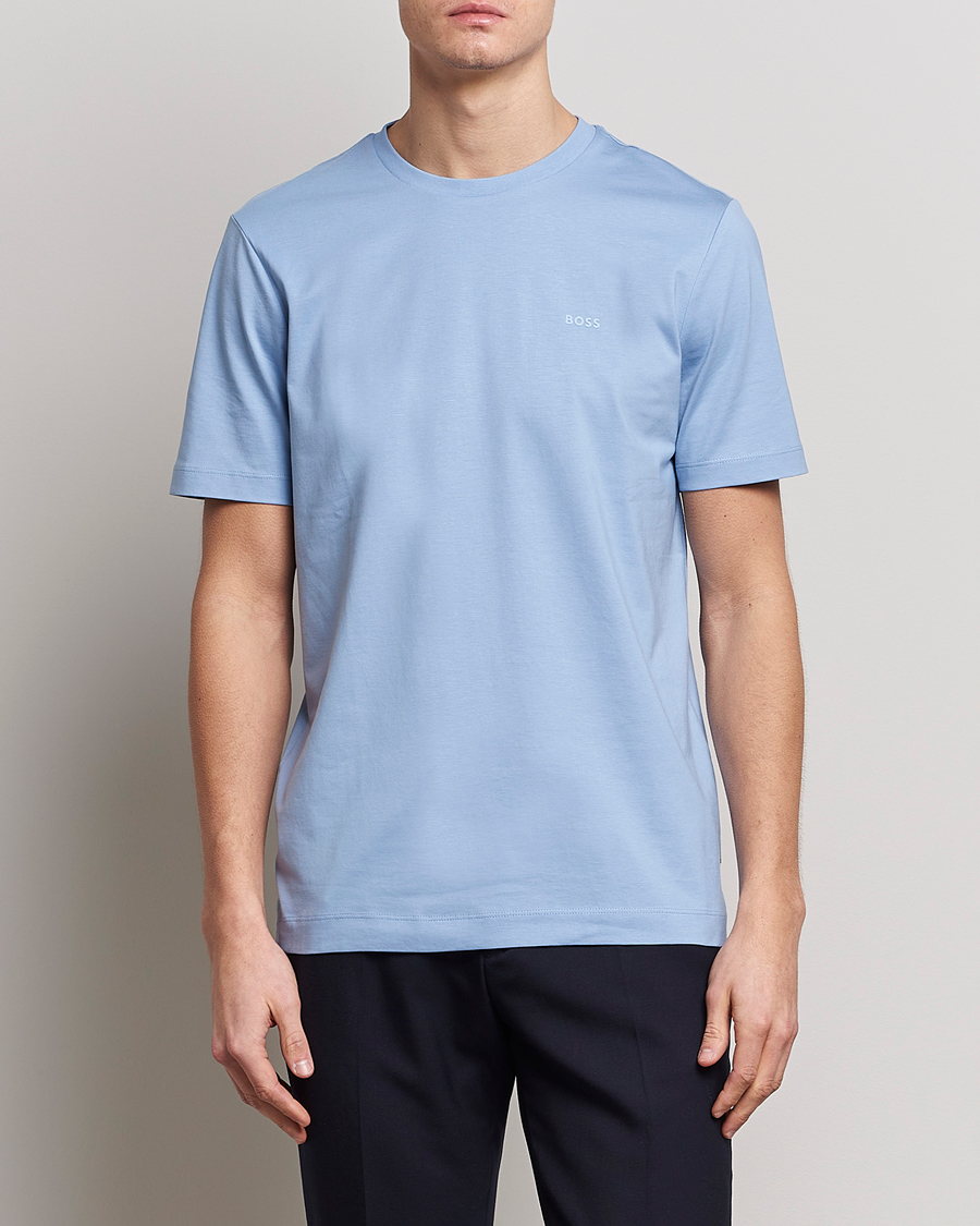 Herre | T-Shirts | BOSS BLACK | Thompson Logo Crew Neck T-Shirt Open Blue