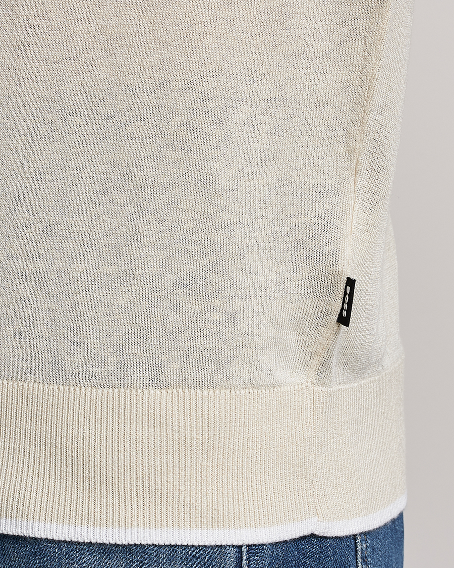 Herre | T-Shirts | BOSS BLACK | Giacco Knitted Crew Neck T-Shirt Open White