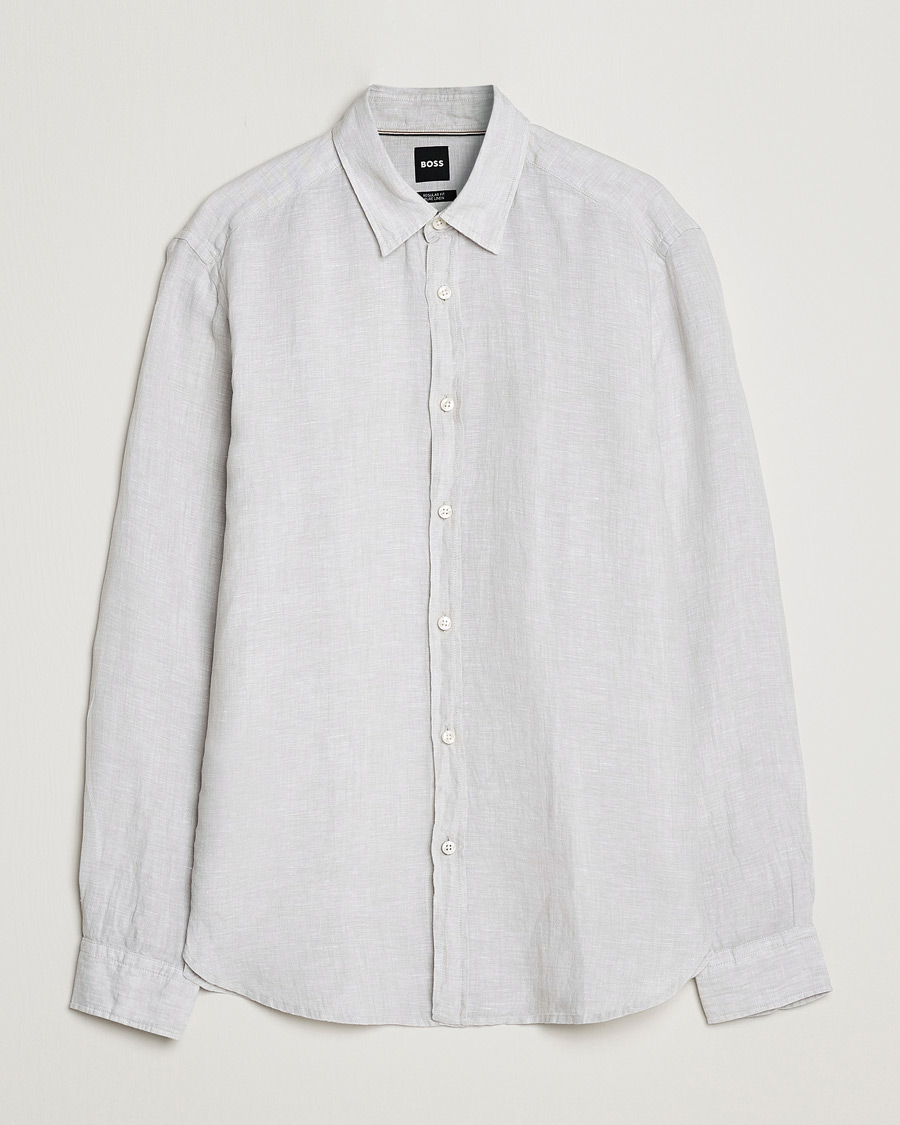 Herre | Skjorter | BOSS BLACK | Liam Linen Shirt Light Grey