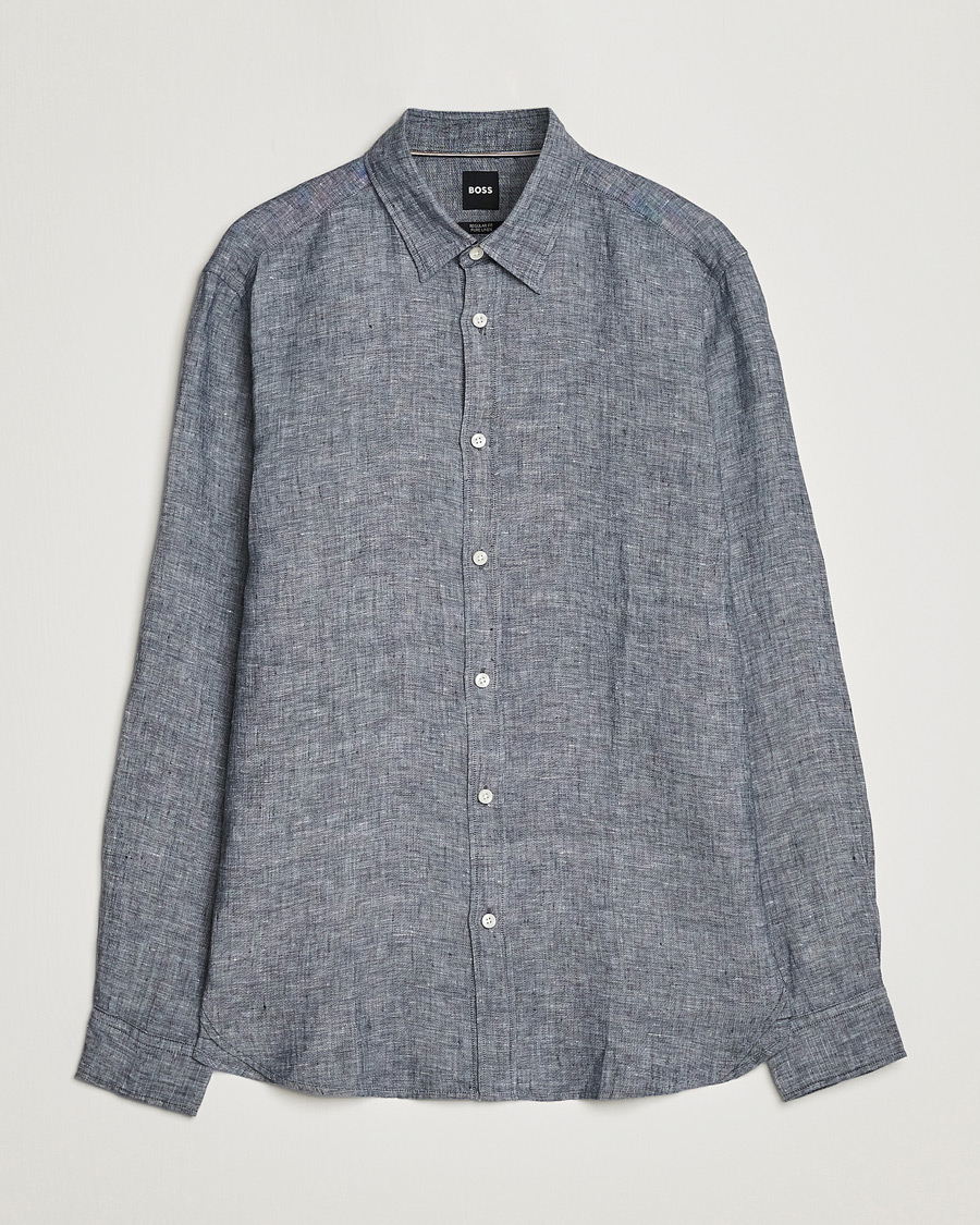 Herre | Skjorter | BOSS BLACK | Liam Linen Shirt Dark Blue