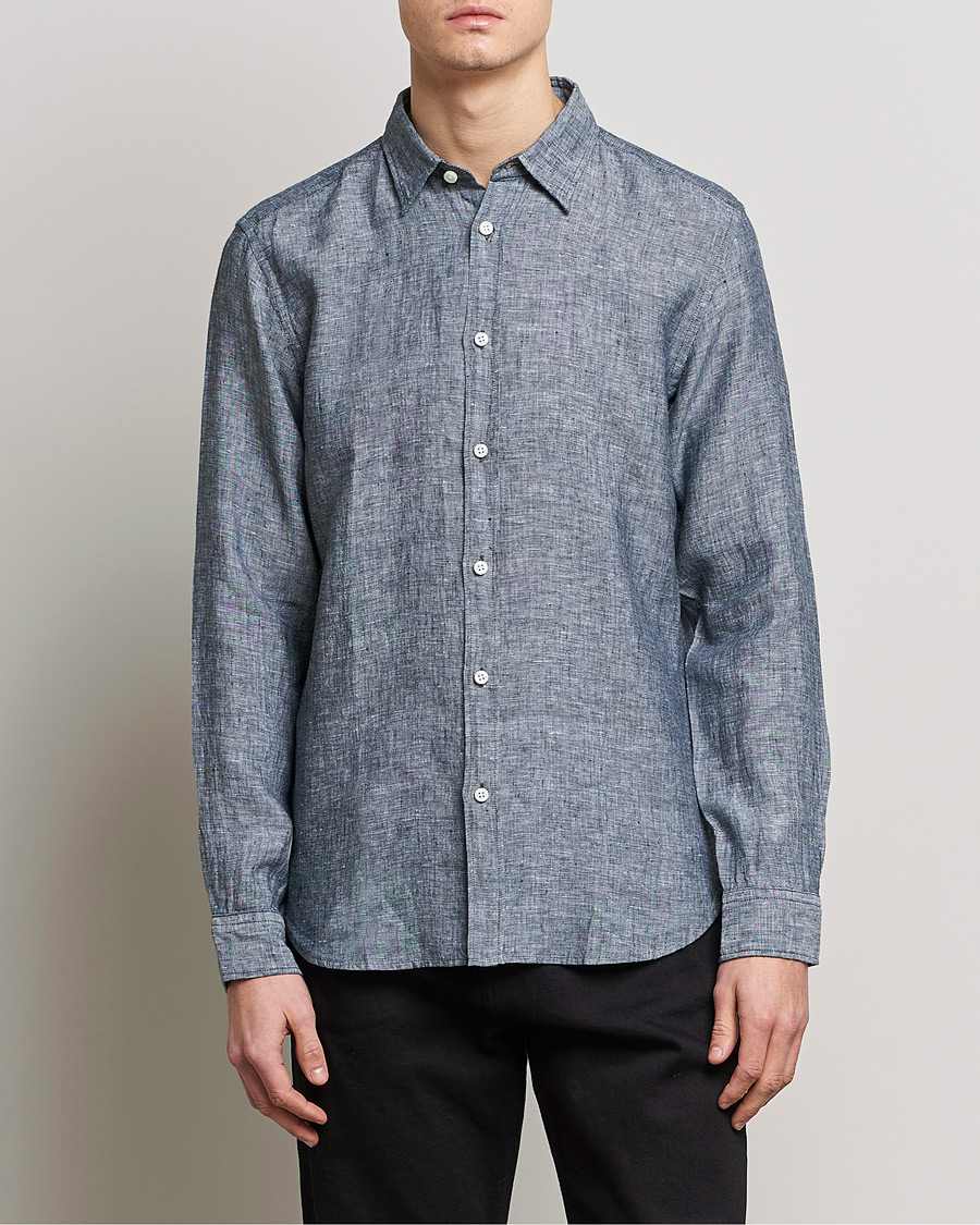 Herre | Linskjorter | BOSS BLACK | Liam Linen Shirt Dark Blue