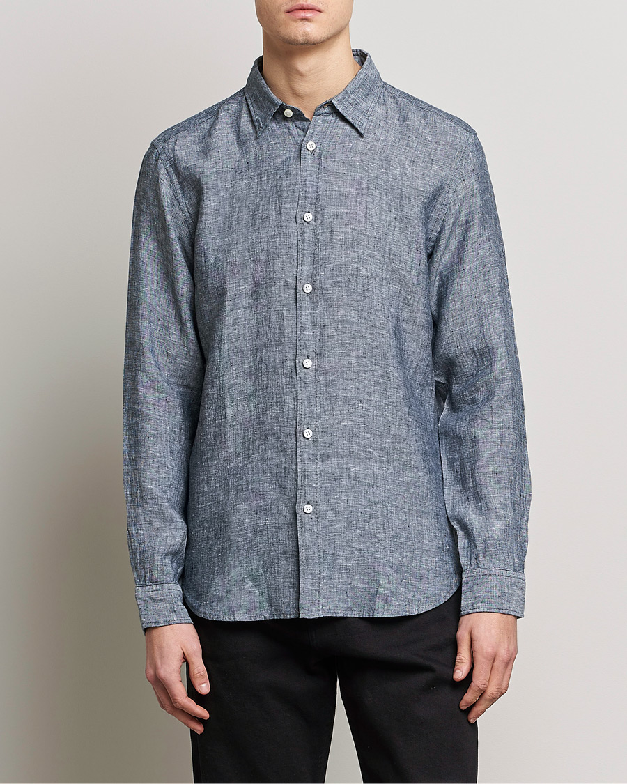 Herre |  | BOSS BLACK | Liam Linen Shirt Dark Blue