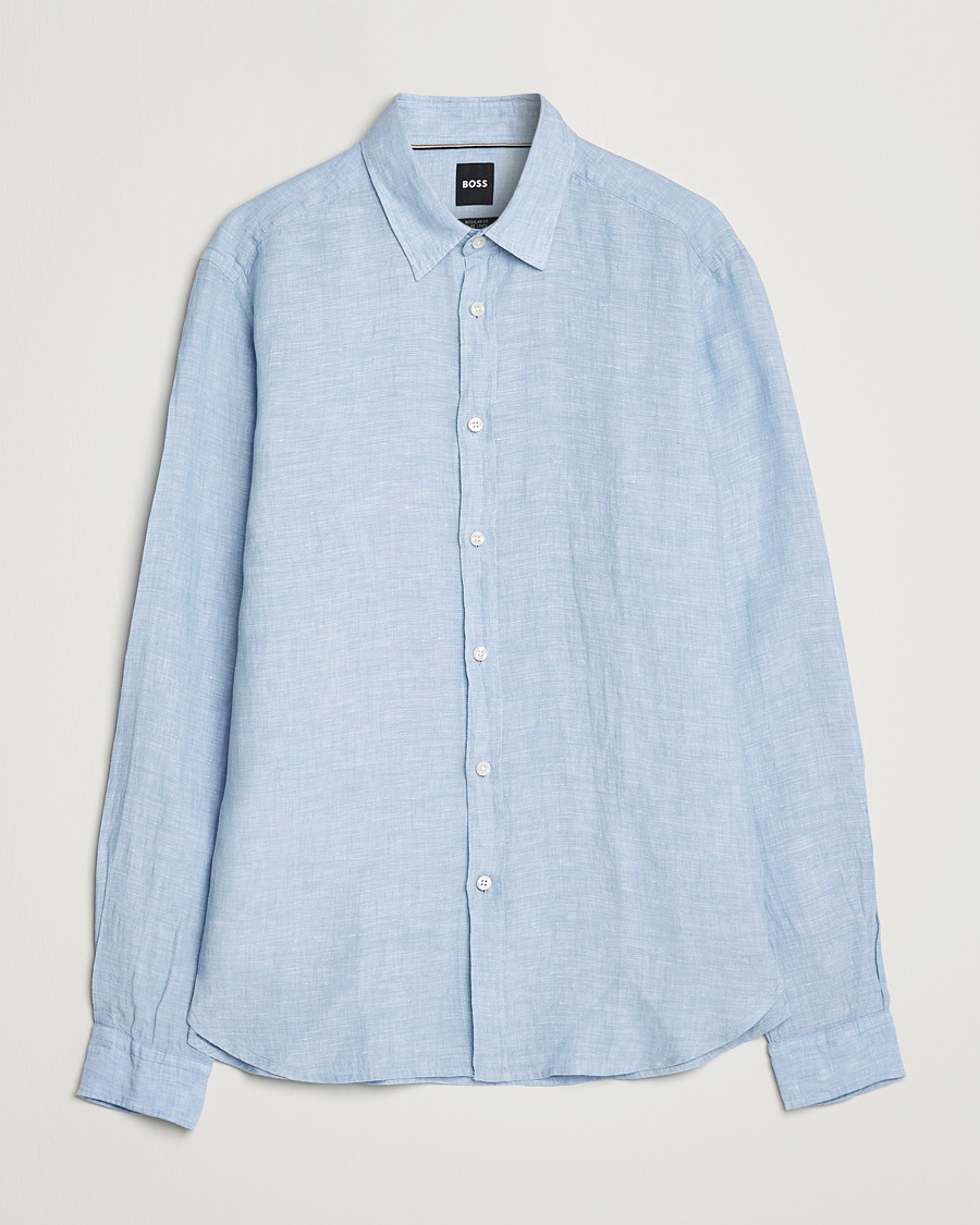 Herre | Skjorter | BOSS BLACK | Liam Linen Shirt Open Blue