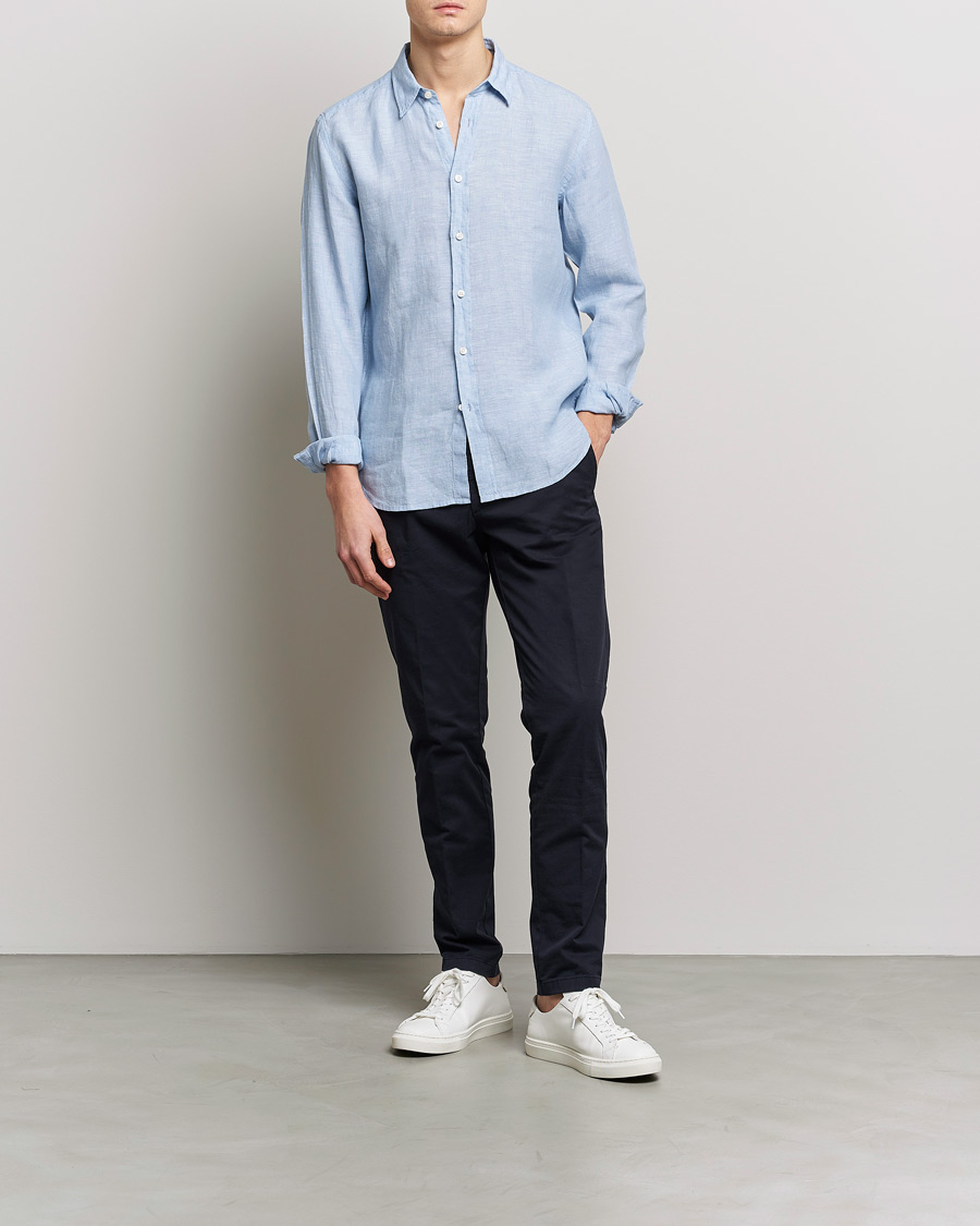 Herre | Skjorter | BOSS BLACK | Liam Linen Shirt Open Blue