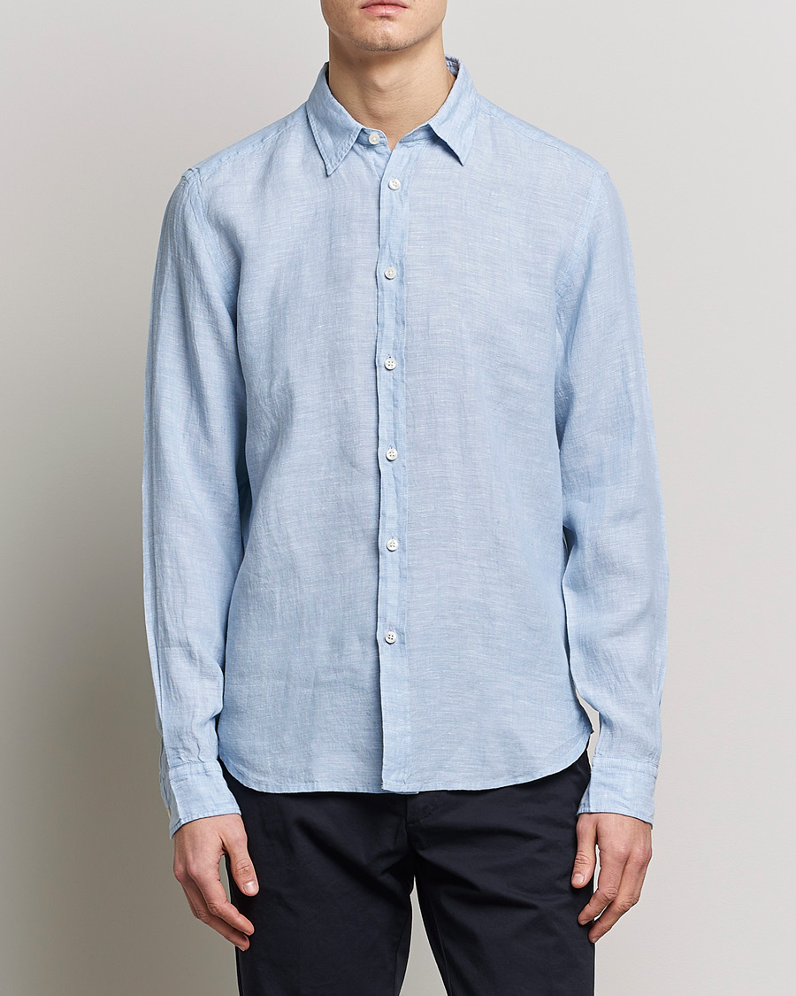 Herre | Linskjorter | BOSS BLACK | Liam Linen Shirt Open Blue