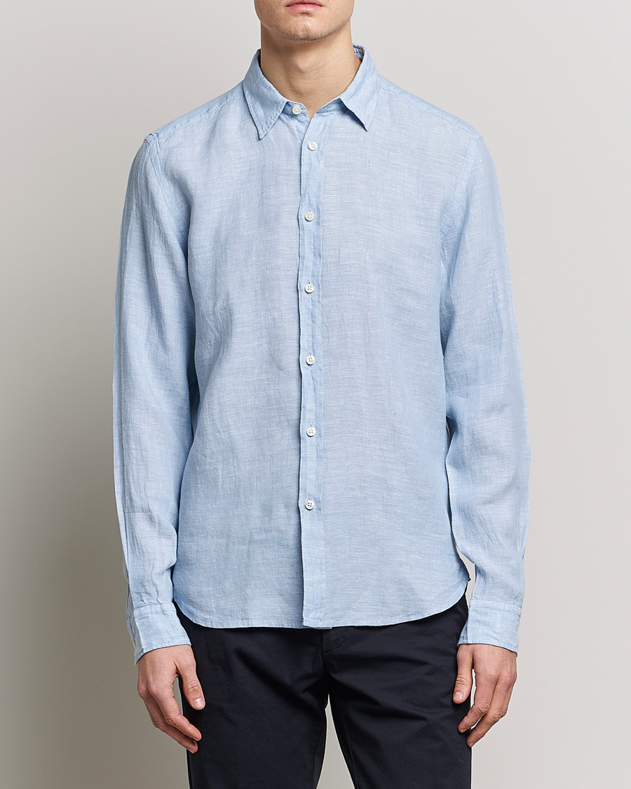 Herre |  | BOSS BLACK | Liam Linen Shirt Open Blue