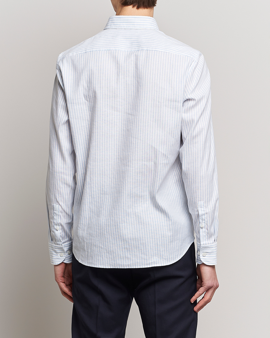 Herre | Skjorter | BOSS BLACK | Hal Cotton/Linen Striped Shirt Pastel Blue