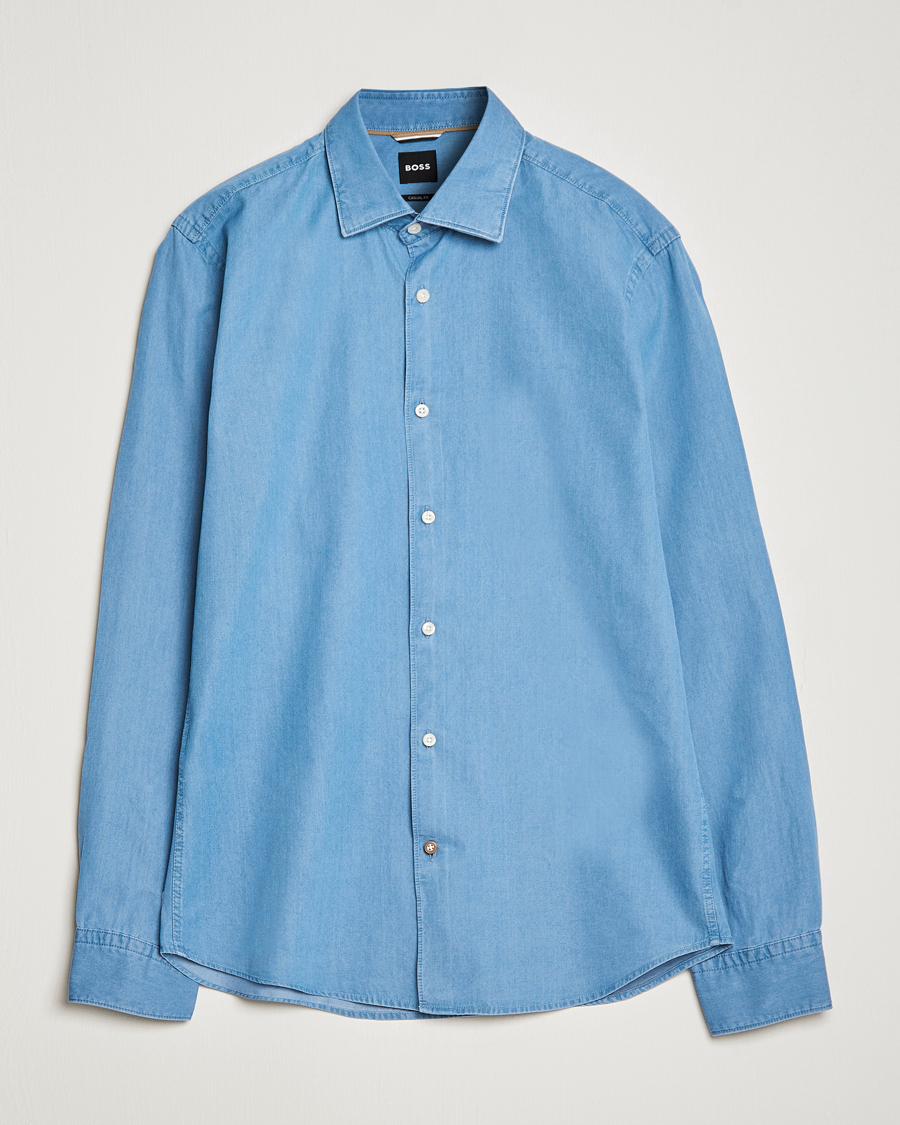 Herre | Skjorter | BOSS BLACK | Hal Slim Fit Denim Shirt Open Blue