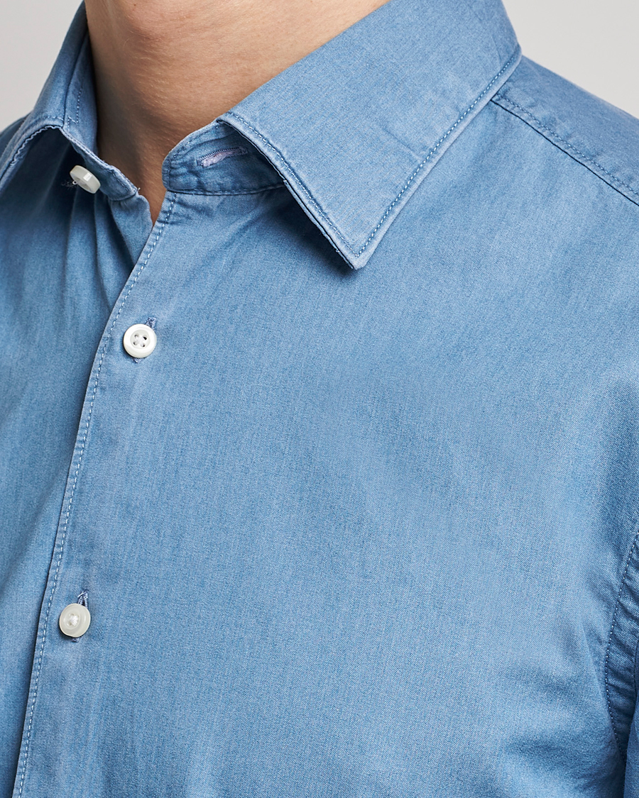 Herre | Skjorter | BOSS BLACK | Hal Slim Fit Denim Shirt Open Blue