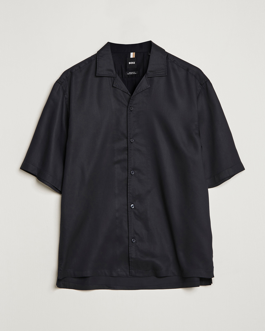 Herre | Skjorter | BOSS BLACK | Lars Resort Collar Short Sleeve Black
