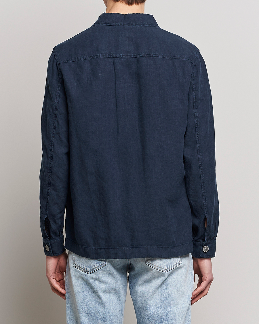 Herre | Skjorter | BOSS BLACK | Carper Linen Overshirt Dark Blue
