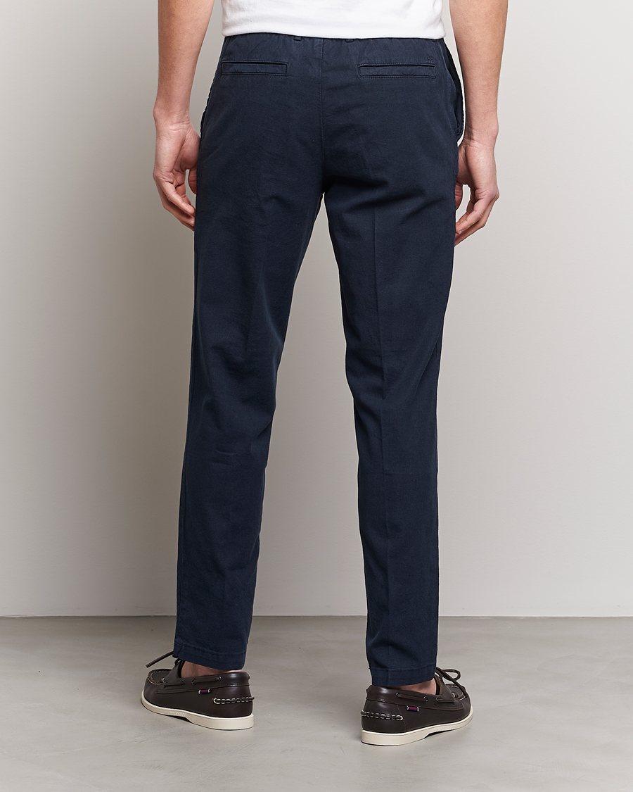Herre | Bukser | BOSS BLACK | Kane Cotton/Linen Drawstring Trousers Dark Blue